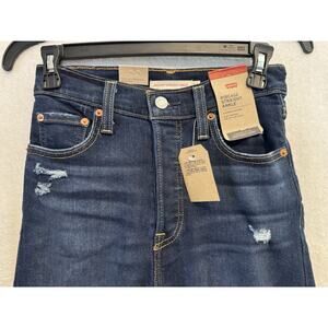 Levi's Jeans Womens Jeans Ribcage Straight Ankle Button Fly Distressed 24*27 NWT